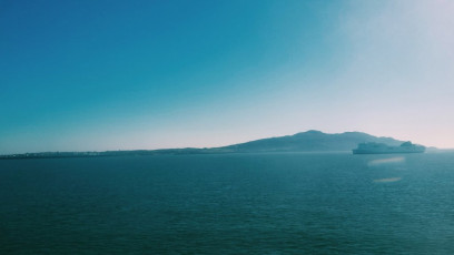 Austin Miller European Tour | Ferry looking back on Wales, heading to Ireland.