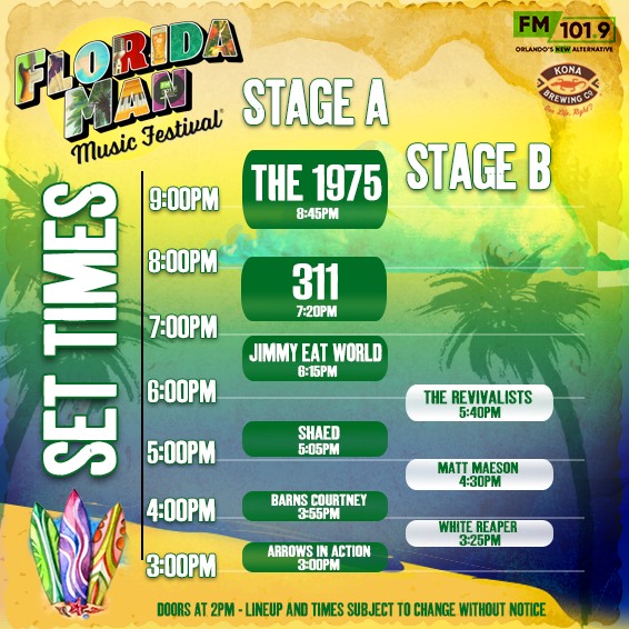 Florida Man Music Festival 2019 Set Times Schedule
