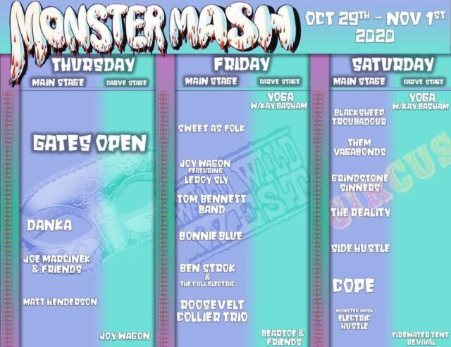Monster Mash 2020 Schedule