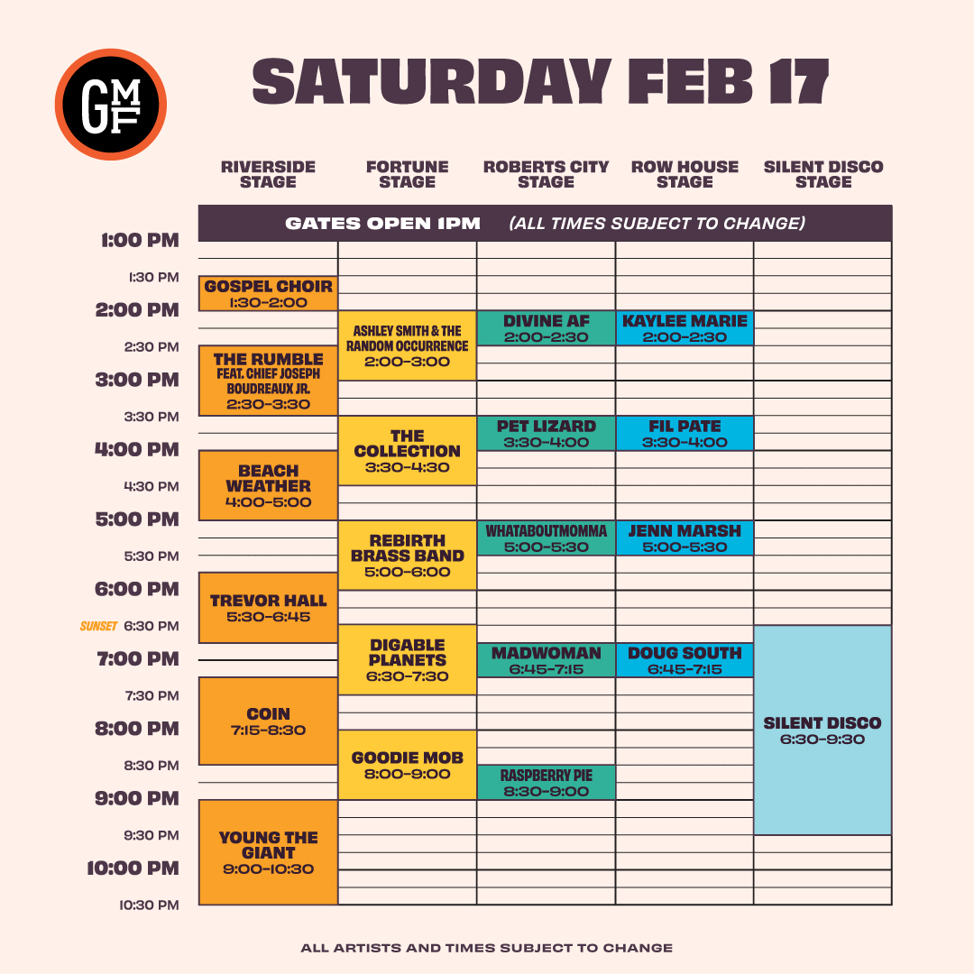 Gasparilla Music Festival 2024 Saturday Schedule