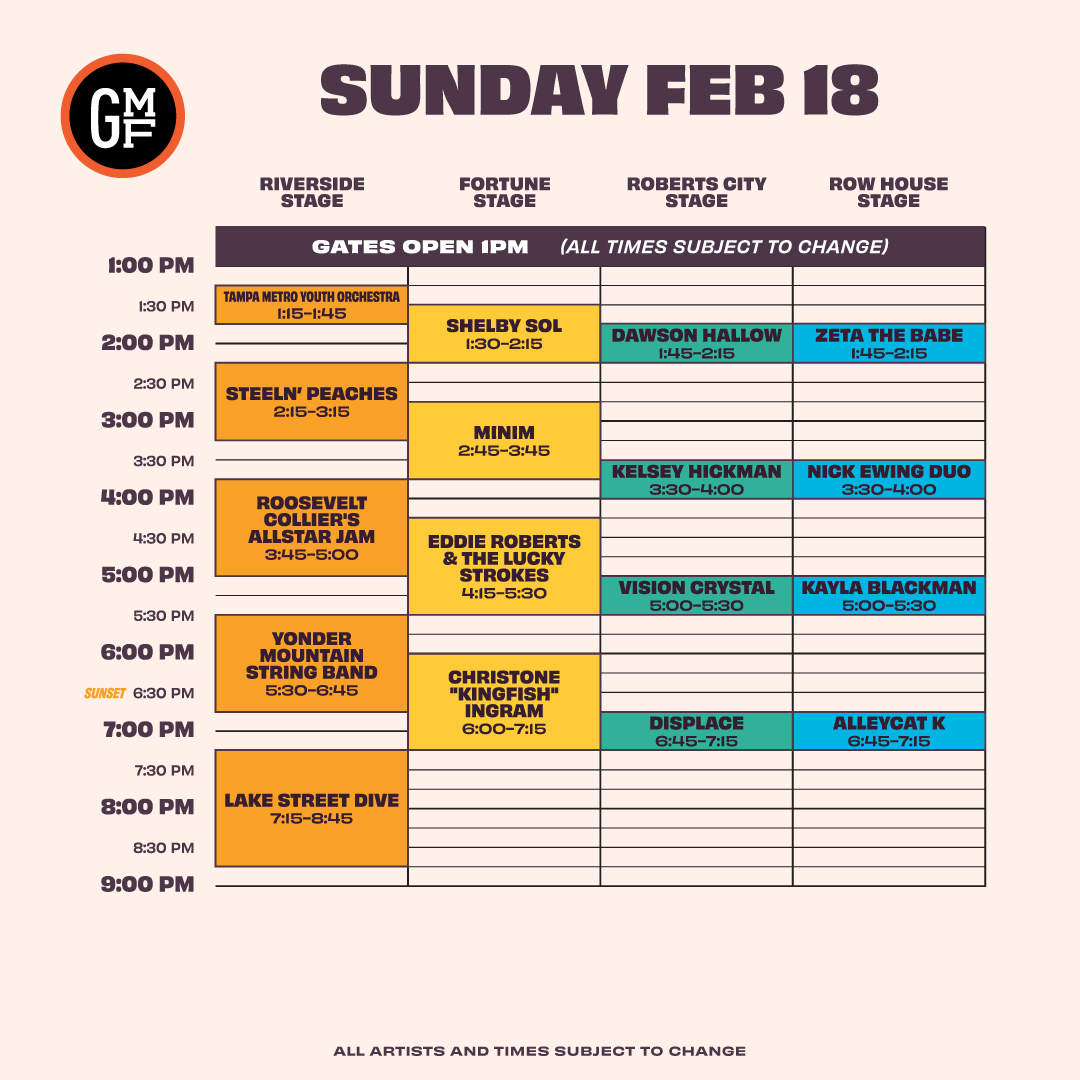 Gasparilla Music Festival 2024 Sunday Schedule