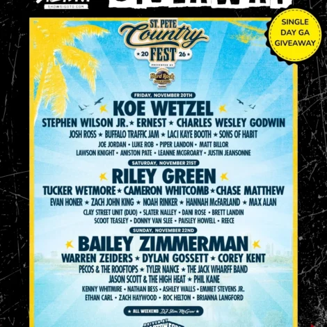 St. Pete Country Fest 2026 single-day GA ticket giveaway