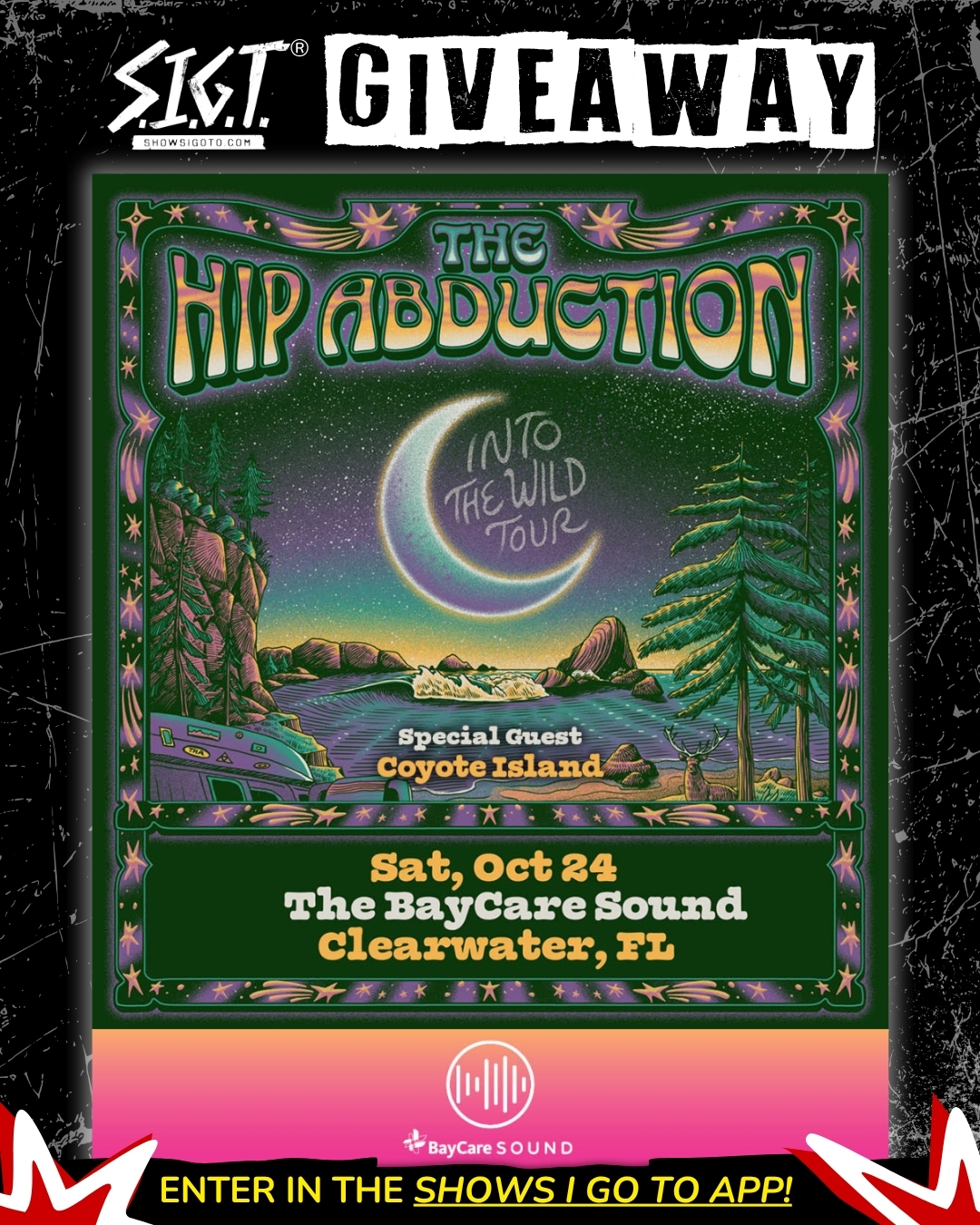 The Hip Abduction Clearwater 2026 ticket giveaway flyer