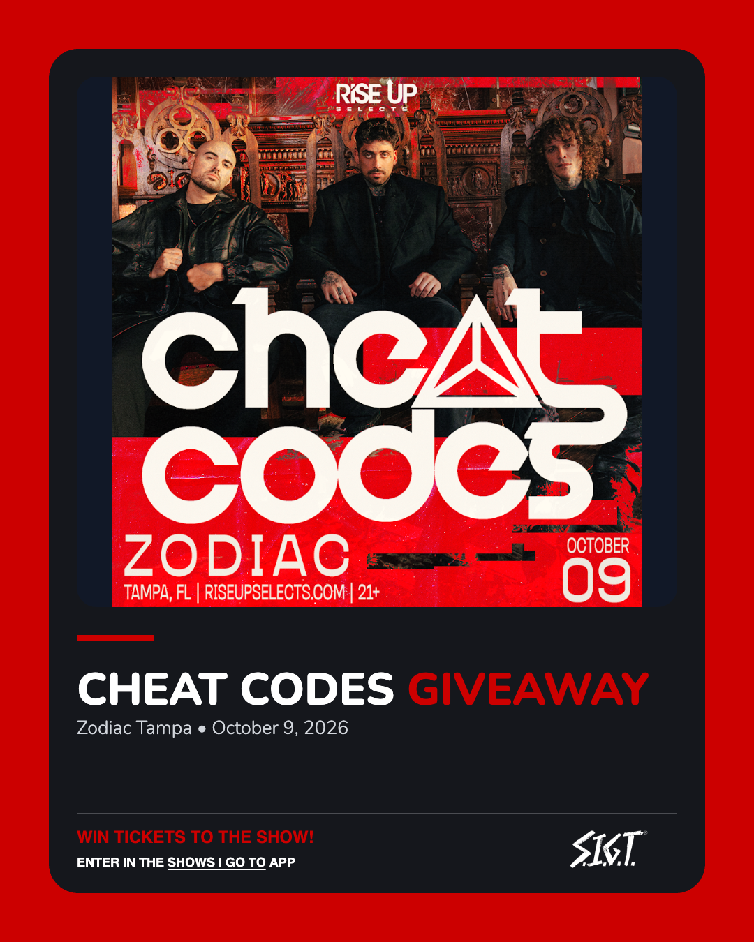 Cheat Codes 2026 ticket giveaway flyer
