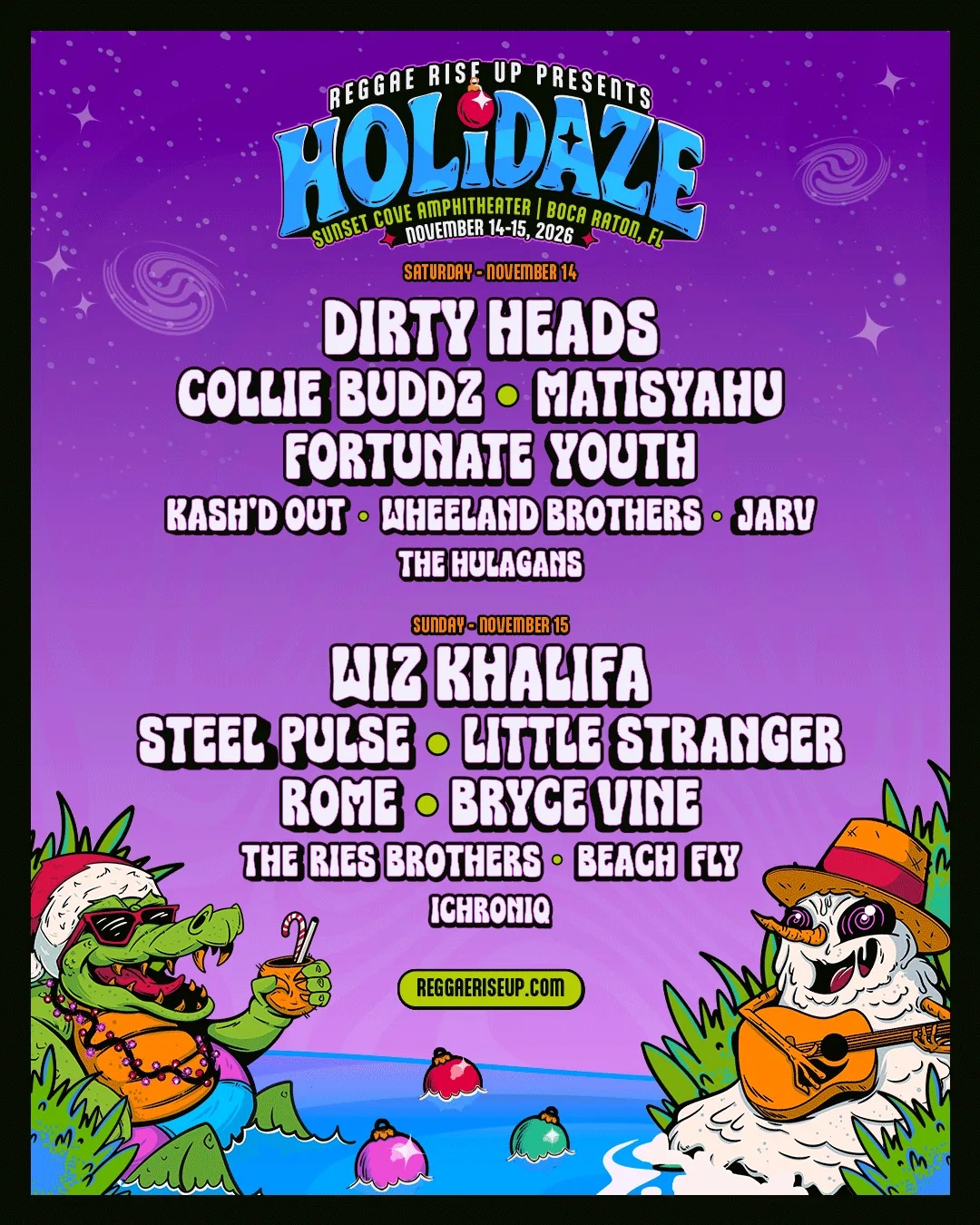 Holidaze Fest Florida 2026 full daily lineup for November 14 and 15 in Boca Raton