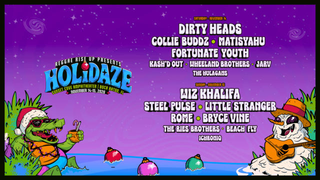 Holidaze Fest Florida 2026 lineup with Dirty Heads and Wiz Khalifa at Sunset Cove Amphitheater, November 14–15