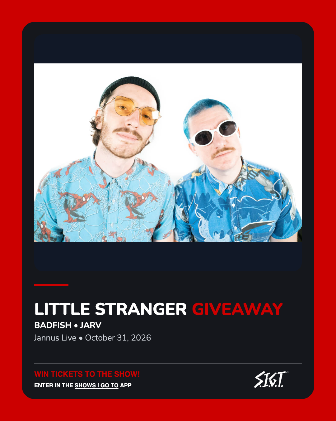 Little Stranger with Badfish and JARV — October 31, 2026 ticket giveaway flyer