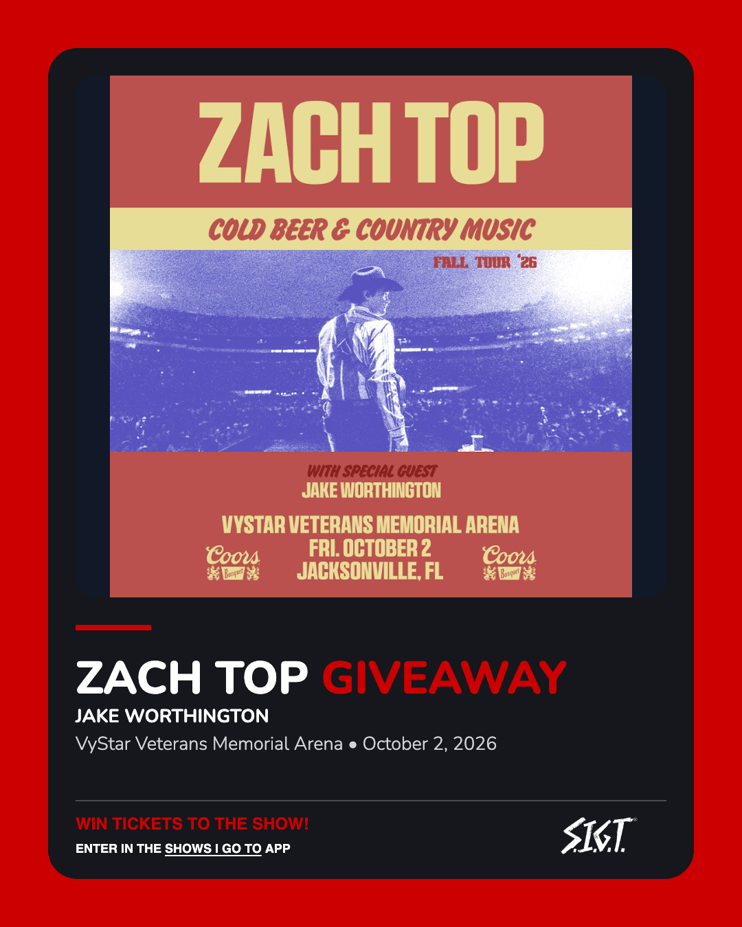 Zach Top Jacksonville 2026 ticket giveaway flyer