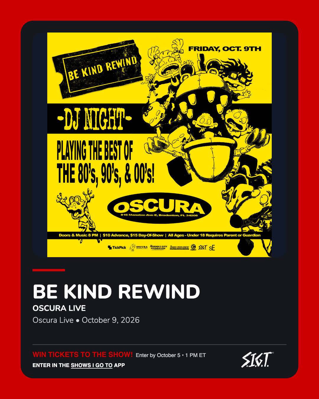 Be Kind Rewind Oscura Live ticket giveaway