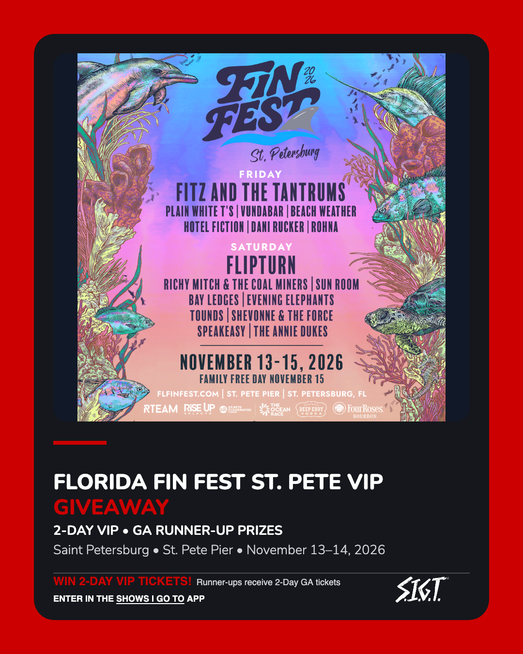 Florida Fin Fest St. Pete VIP Giveaway — St. Pete Pier — November 13–14, 2026