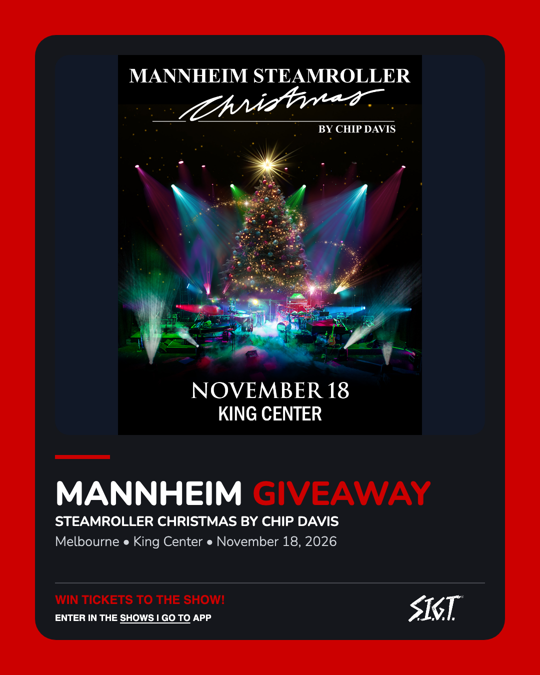 Mannheim Steamroller Christmas ticket giveaway in Melbourne, November 18, 2026