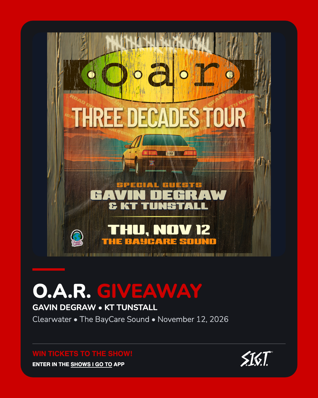 O.A.R. Giveaway — The BayCare Sound — November 12, 2026