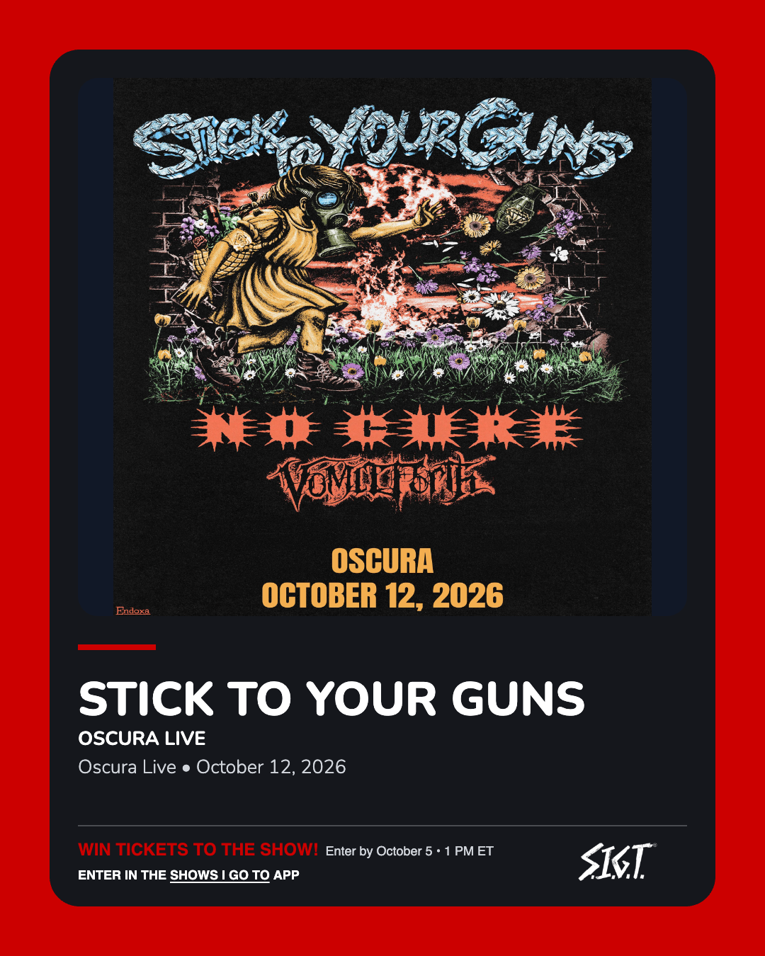 Stick To Your Guns Oscura Live ticket giveaway