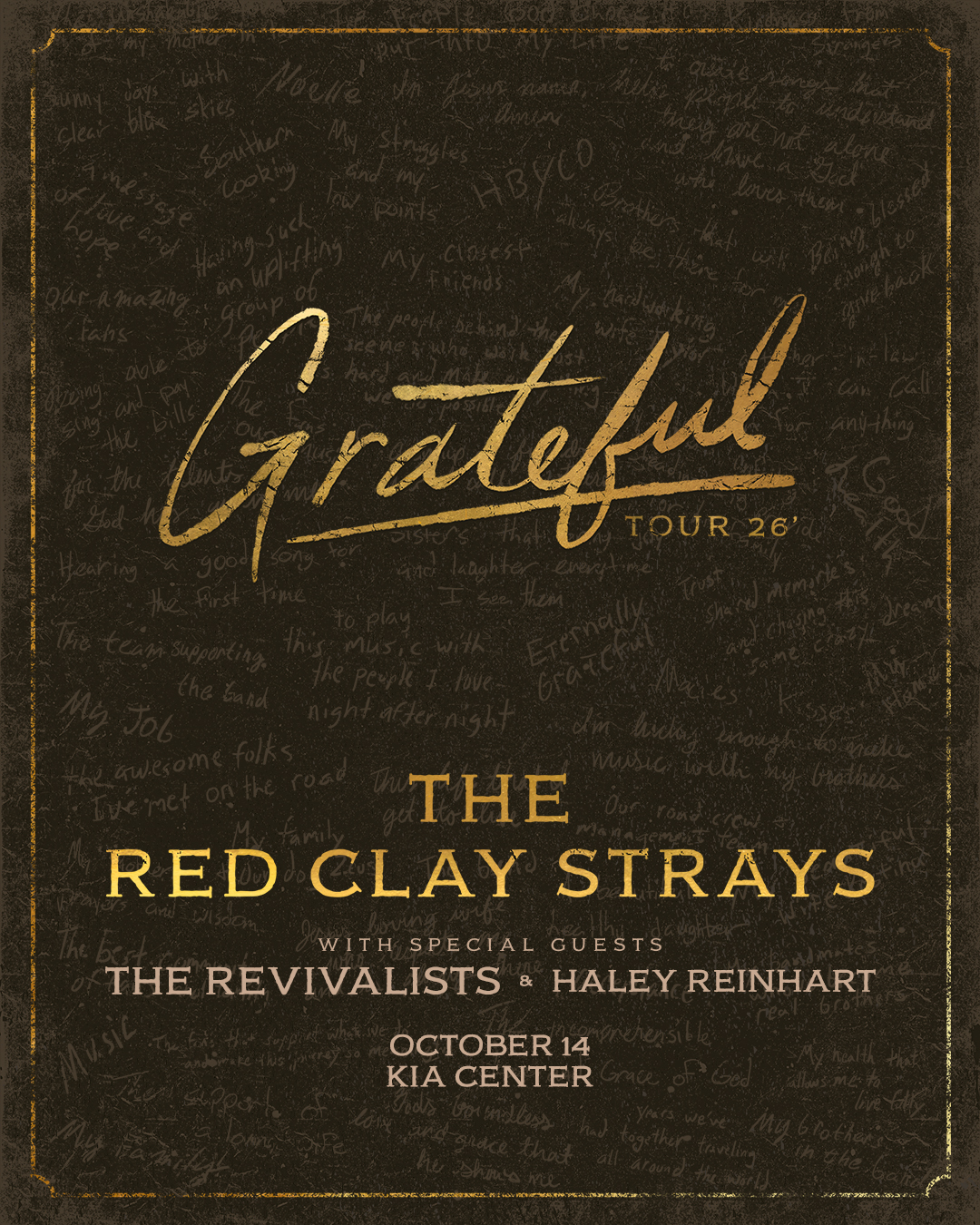 The Red Clay Strays Grateful Tour ’26 with The Revivalists and Haley Reinhart — October 14 at Kia Center in Orlando